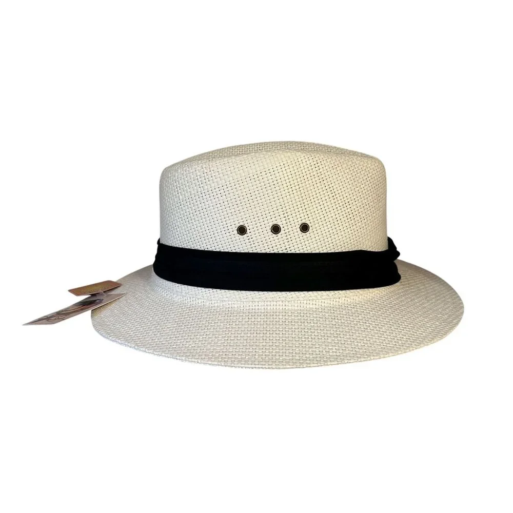 Panama Jack Solid Ribbon Fedora Hat Model PJC83-NAT White Large VGC - Picture 4 of 5